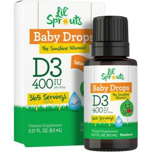 imageCarlyle Baby Vitamin D3 Liquid Drops  400 IU  31oz 92 mL 1 Year Supply 365 Servings  Vegetarian NonGMO and Gluten Free by Lil Sprouts