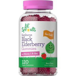 imageCarlyle Elderberry Gummies for Kids  120 Count  Zinc and Vitamin C  Berry Flavor  Vegan NonGMO and Gluten Free  by Lil Sprouts