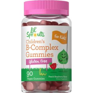 imageCarlyle Kids B Complex Gummies  90 Count  Peach Raspberry Flavor  NonGMO Gluten Free ampamp Vegan Supplement  Lil Sprouts90 Count Pack of 1