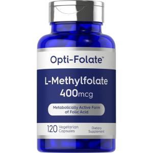 imageCarlyle L Methylfolate 400mcg  120 Capsules  Vegetarian  NonGMO Gluten Free  Optimized and Activated Methyl Folate  by OptiFolate