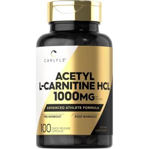 imageCarlyle Acetyl LCarnitine HCL  1000mg  100 Capsules  Advanced Athlete Formula  PreWorkout Supplement  NonGMO ampamp Gluten Free100 Count Pack of 1