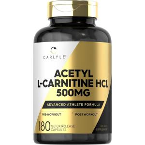 imageCarlyle Acetyl LCarnitine HCL  1000mg  100 Capsules  Advanced Athlete Formula  PreWorkout Supplement  NonGMO ampamp Gluten Free180 Count Pack of 1