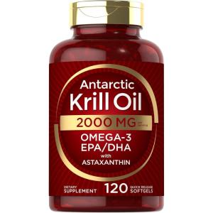 imageCarlyle Antarctic Krill Oil 2000 mg 120 Softgels  Omega3 EPA DHA with Astaxanthin Supplement Sourced from Red Krill  Maximum Strength  Laboratory Tested