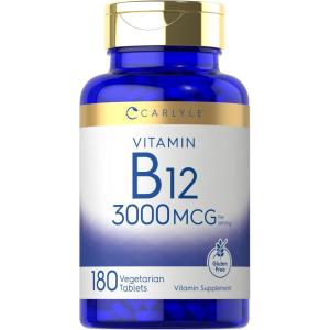 imageCarlyle B12 Vitamin 3000 mcg  180 Tablets  Vegetarian Supplement  NonGMO ampamp Gluten Free