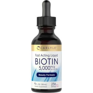 imageCarlyle Biotin 5000mcg Liquid Drops  4 fl oz  for Women and Men  Berry Flavor  Beauty Formula  Vegetarian NonGMO ampamp Gluten Free Supplement