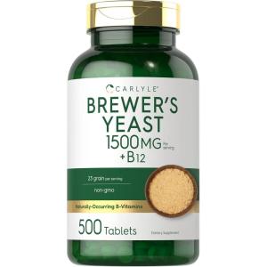 imageCarlyle Brewers Yeast Tablets with Vitamin B12  1500mg  500 Count  NonGMO ampamp Vegetarian Supplement