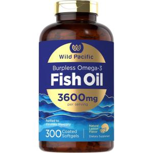 imageCarlyle Burpless Fish Oil 3600 mg  300 Softgels  with Omega3 Fatty Acids  Lemon Flavor  NonGMO Gluten Free Supplement  by Wild Pacific
