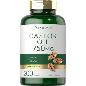imageCarlyle Castor Oil 750mg  200 Softgels  Traditional Herb  NonGMO Gluten Free Supplement