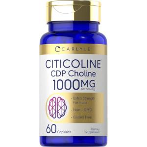 imageCarlyle Citicoline CDP Choline 1000mg  60 Capsules  Extra Strength Formula  NonGMO Gluten Free Supplement