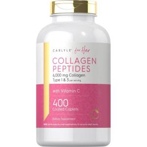 imageCarlyle Collagen Peptides 6000mg  400 Caplets  with Vitamin C  Type 1 and 3  NonGMO Gluten Free Grass Fed Supplement