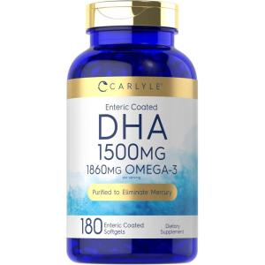 imageCarlyle DHA Supplement 1500mg  180 Softgels  Omega3 Supplement  NonGMO Gluten Free