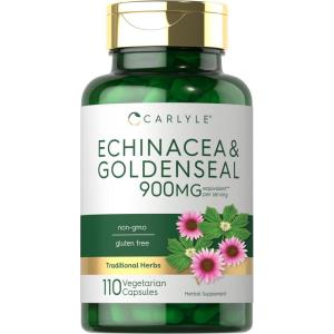 imageCarlyle Echinacea Goldenseal Capsules  110 Count  900mg  Vegetarian NonGMO Gluten Free