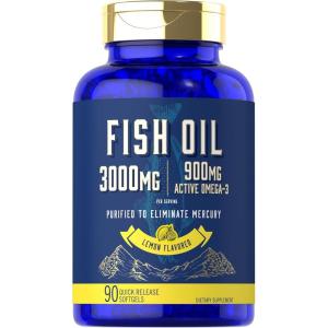imageCarlyle Fish Oil 3000mg  900mg Omega 3  90 Softgels  Lemon Flavor  NonGMO and Gluten Free Supplement