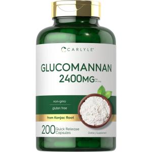imageCarlyle Glucomannan Capsules  200 Count  Soluble Fiber Pills  NonGMO Gluten Free Supplement