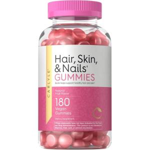 imageCarlyle Hair Skin and Nails Vitamins  180 Vegan Gummies  Fruit Flavored Supplement for Men and Women  with Biotin  NonGMO ampamp Gluten Free180 Count Pack of 1