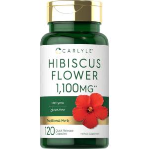 imageCarlyle Hibiscus Flower Extract 1100 mg  120 Capsules  NonGMO Gluten Free Supplement