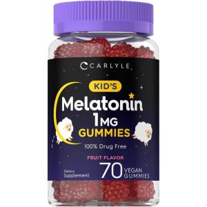 imageCarlyle Kids Melatonin Gummies  1 mg 70 Count  Fruit Flavor Gummy  Vegan NonGMO Gluten Free