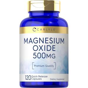 imageCarlyle Magnesium Oxide 500mg  120 Capsules  Premium Quality  NonGMO and Gluten Free Supplement