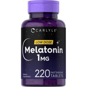 imageCarlyle Melatonin 1 mg  220 Fast Dissolve Tablets  Low Dose  Vegetarian NonGMO Gluten Free