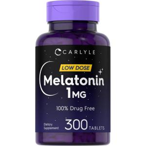 imageCarlyle Melatonin 1 mg  300 Low Dose Tablets  Drug Free Aid  Vegetarian NonGMO Gluten Free