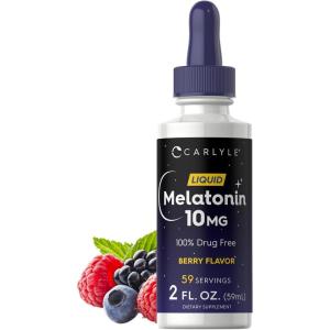 imageCarlyle Melatonin 10mg  2 fl oz Liquid Drops  Berry Flavor  for Adults  NonGMO Vegetarian Supplement
