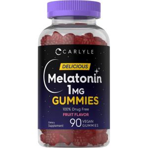 imageCarlyle Melatonin 1mg Gummies  90 Count  Fruit Flavor Gummy Supplement  Vegan NonGMO Gluten Free90 Count Pack of 1
