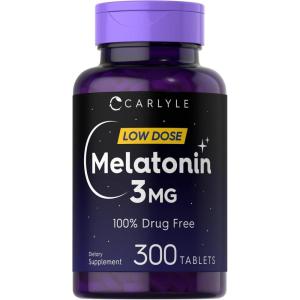 imageCarlyle Melatonin 3mg  300 Tablets  Low Dose  Drug Free  Vegetarian NonGMO Gluten Free