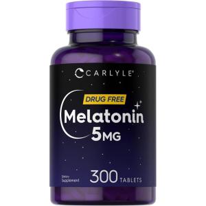 imageCarlyle Melatonin 5mg  300 Tablets  Drug Free Supplement  Vegetarian NonGMO Gluten Free