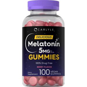 imageCarlyle Melatonin 5mg Gummies  100 Count  Berry Flavor  100 Drug Free  NonGMO Gluten Free Supplement