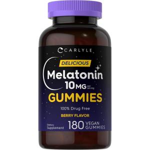 imageCarlyle Melatonin Gummies 10mg  180 Count  Adult Drug Free Aid  Berry Flavor  Vegan NonGMO Gluten Free Supplement