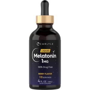 imageCarlyle Melatonin Liquid 1mg  4 fl oz Drops  Berry Flavor  NonGMO Vegetarian Supplement