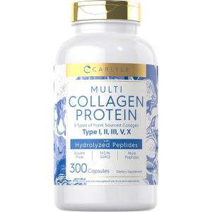imageCarlyle Multi Collagen Protein Capsules 2000mg  300 Count  Type I II III V X  Collagen Peptide Pills  Keto ampamp Paleo Friendly Gluten Free NonGMO Supplement
