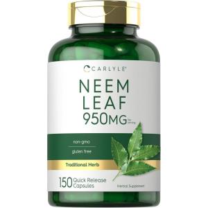 imageCarlyle Neem Leaf  950mg  150 Powder Capsules  NonGMO and Gluten Free Formula  Value Size  Traditional Herbal Supplement  Azadirachta Indica150 Count Pack of 1