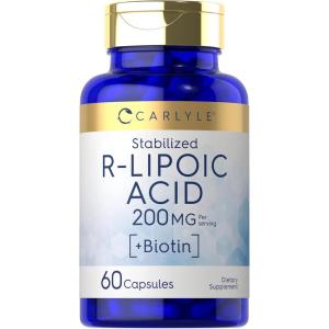 imageCarlyle RLipoic Acid 200mg  60 Capsules  Stabilized RLA with Biotin  NonGMO Gluten Free