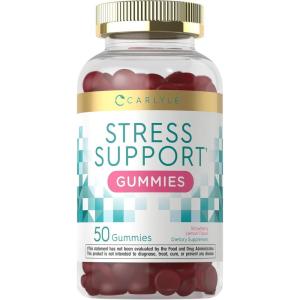 imageCarlyle Stress Support Gummies  50 Count  with GABA and LTheanine  Strawberry Lemon Flavor  NonGMO Gluten Free Supplement