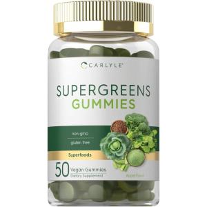 imageCarlyle Supergreens Gummies  50 Count  Apple Flavor  Vegan NonGMO and Gluten Free Supplement