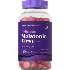 imageCarlyle Tahoe Nutritionals Melatonin Gummies 12mg  180 Count  Berry Flavor Gummy  Drug Free Supplement  Vegan NonGMO Gluten Free180 Count Pack of 1