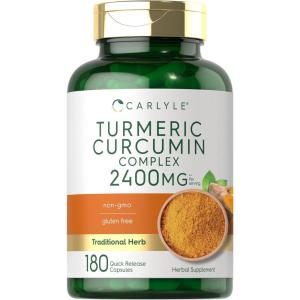 imageCarlyle Turmeric Curcumin Supplement 2400mg  180 Powder Capsules  Herbal Complex  NonGMO Gluten Free Formula