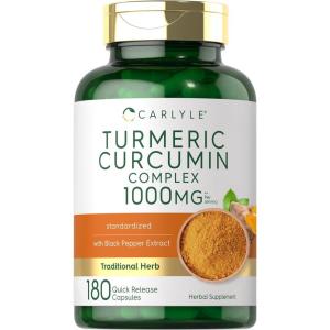 imageCarlyle Turmeric Curcumin with Black Pepper 1000mg  180 Capsules  Turmeric Complex Supplement  NonGMO Gluten Free