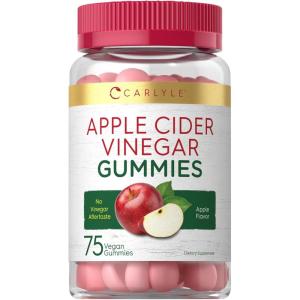 imageCarlyle Vegan Apple Cider Vinegar Gummies  75 Count  Apple Flavor  NonGMO Gluten Free  ACV Supplement