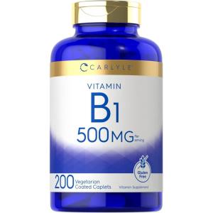 imageCarlyle Vitamin B1 500mg Thiamine  200 Vegetarian Caplets  NonGMO and Gluten Free Supplement200 Count Pack of 1