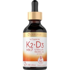 imageCarlyle Vitamin D3 K2 Drops  2 Fl Oz  MK7 Supplement  Vegetarian NonGMO Gluten and Soy Free Formula