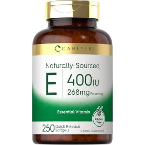 imageCarlyle Vitamin E 400 IU Softgels  250 Count  Naturally Sourced  NonGMO and Gluten Free