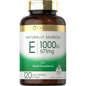 imageCarlyle Vitamin E with Mixed Tocopherols  1000 IU  120 Softgels  Naturally Sourced Supplement  NonGMO and Gluten Free Formula120 Count Pack of 1