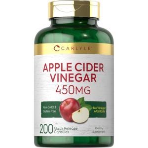 imageCarlyle Apple Cider Vinegar Capsules  450mg  200 Pills  ACV Supplement  NonGMO Gluten Free