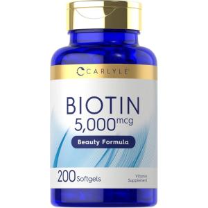 imageCarlyle Biotin 5000mcg Softgels  200 Count  Vitamins for Hair Skin and Nails  NonGMO Gluten Free Supplement