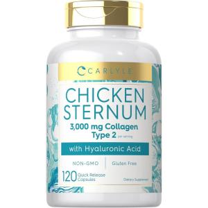 imageCarlyle Chicken Sternum Cartilage Collagen Capsules  Type II 3000mg  120 Pills  with Hyaluronic Acid  NonGMO Gluten Free