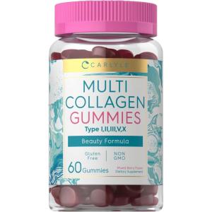 imageCarlyle Collagen Gummies  60 Count  Multi Collagen Complex  Beauty Formula Supplement  Mixed Berry Flavor  NonGMO Gluten Free