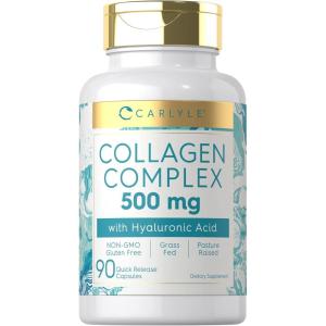 imageCarlyle Collagen Pills with Hyaluronic Acid 500mg  90 Capsules  Hydrolyzed Collagen Supplement  NonGMO Gluten Free