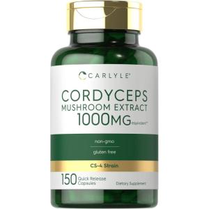 imageCarlyle Cordyceps Mushroom Capsules 1000mg  150 Count  CS4 Strain Mushroom Extract  NonGMO and Gluten Free